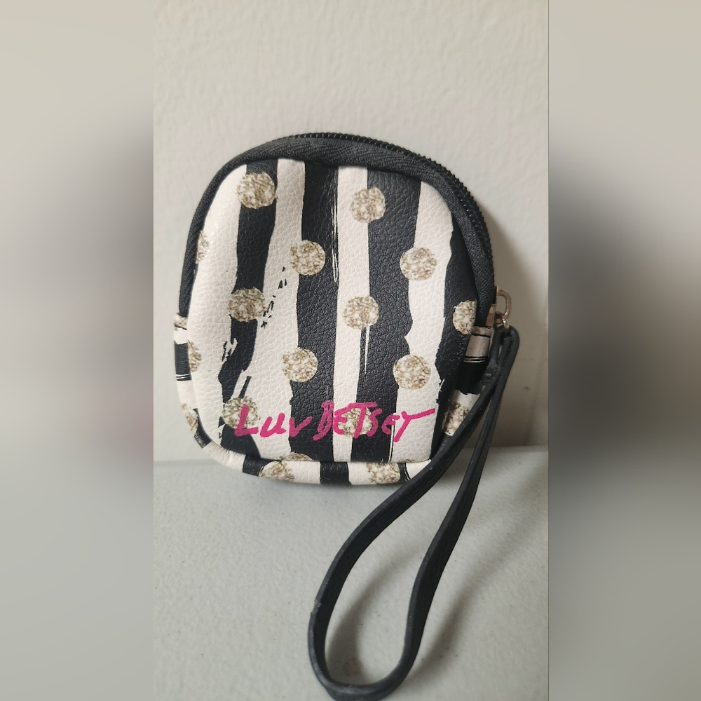 Betsey Johnson Black and White Striped Women's Bag Coin Purse Y2k